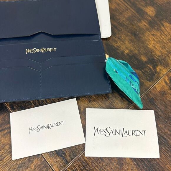 Yves Saint Laurent YSL Vintage Multicolor Two-Tone Long Wallet W/ Added Crossbod - Picture 11 of 16